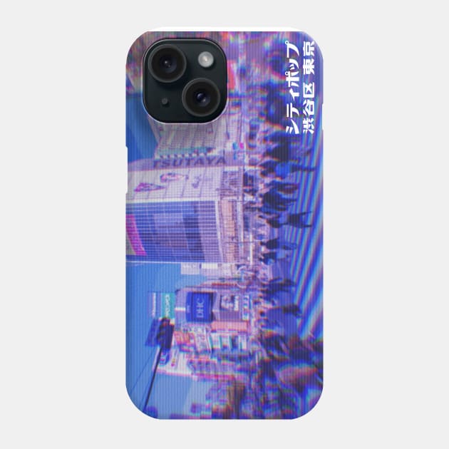 Japanese city pop art series 2 - Shibuya intersection crossing Tokyo Japan in - retro aesthetic - Vaporwave style Phone Case by FOGSJ