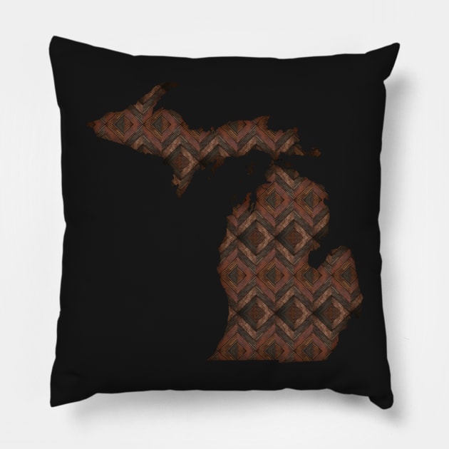 MICHIGAN Silhouette Chevron Wood Slats by Cherie(c)2021 Pillow by CheriesArt