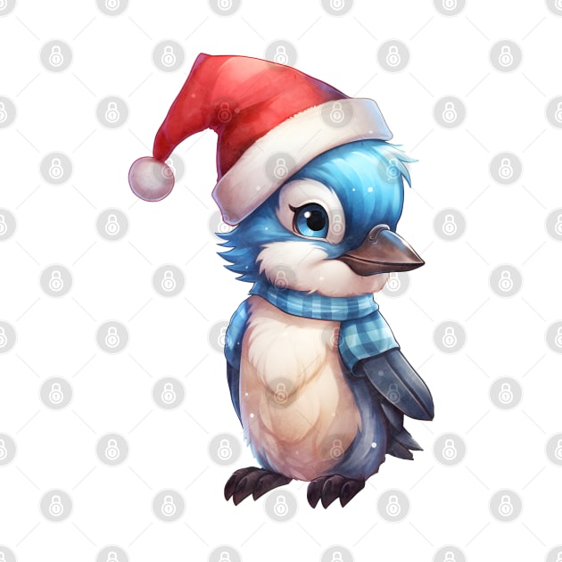 Blue Jay in Santa Hat by Chromatic Fusion Studio