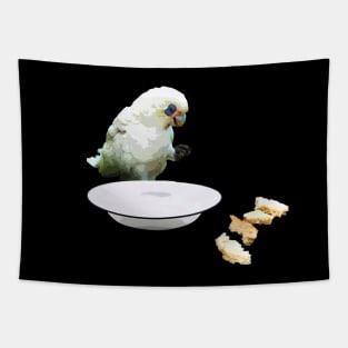 Cartoon bird. Eating and drinking Tapestry