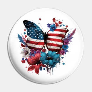 4th of July Floral Butterfly Pin