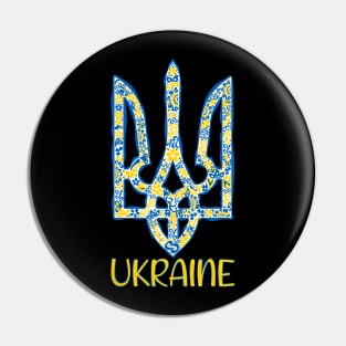 Ukraine and Ukrainian trident in Ukrainian flag colors Pin