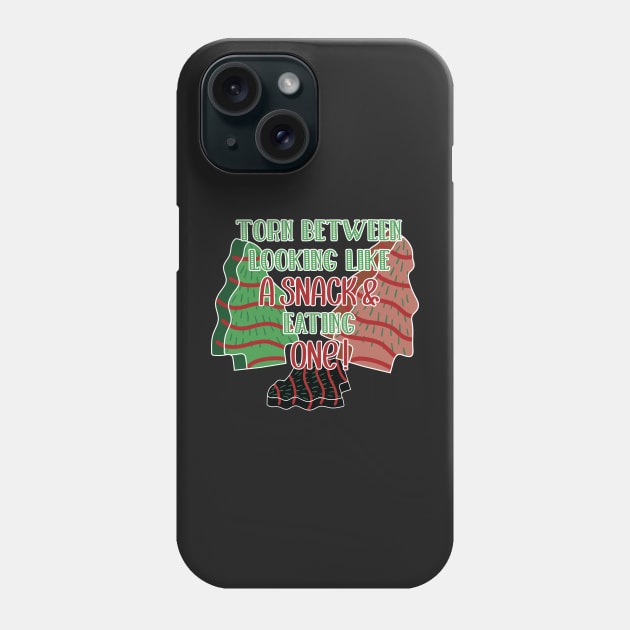 Torn Between Looking Like A Snack And Eating One Santa Christmas Cakes - Vintage Leopard Christmas Tree Cakes Phone Case by WassilArt