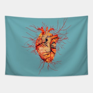 Anatomical Heart, Human Anatomy artery, lowpoly, geometric style Tapestry