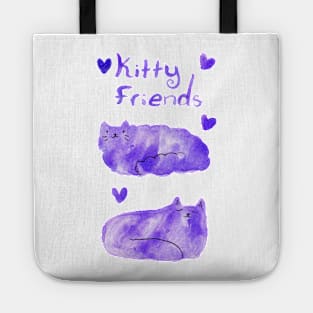 Purple Watercolor Kitty Friends Tote