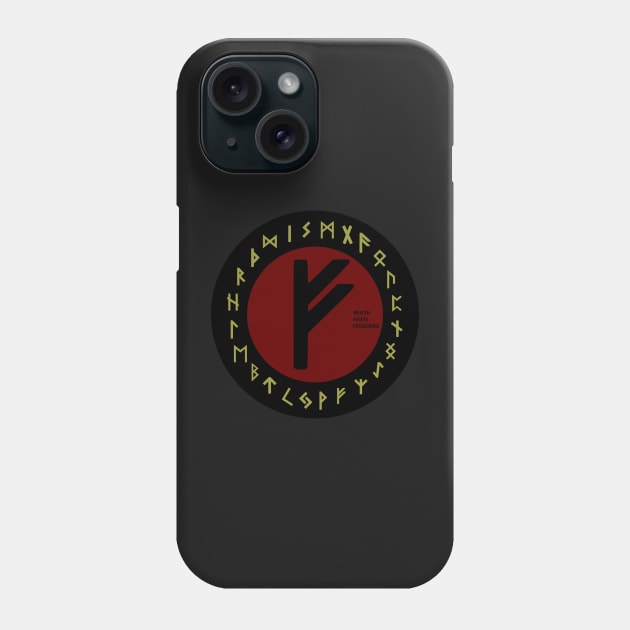 Red Fehu Futhark Rune Symbol Phone Case by DepicSpirit