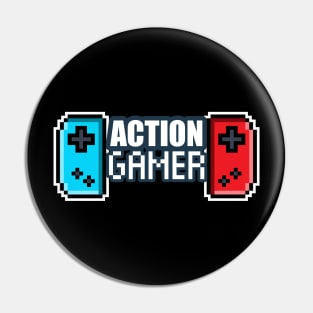 Action Gamer - 8-bit Retro Pixel Classic Nostalgia Video Games Pin