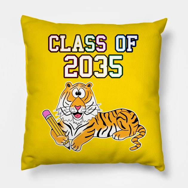 Class Of 2035 Tiger First Day Of School Pillow by doodlerob