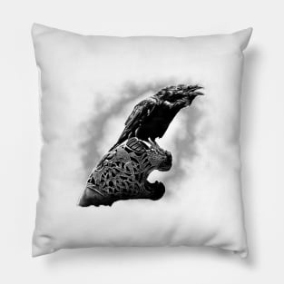 Raven on a Drakkar Pillow