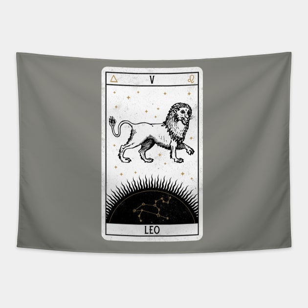 Leo Distressed Goth Tarot Zodiac Sign Tapestry by Nemons