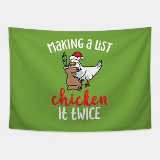 Chicken It Twice Funny Chicken Christmas Design Tapestry