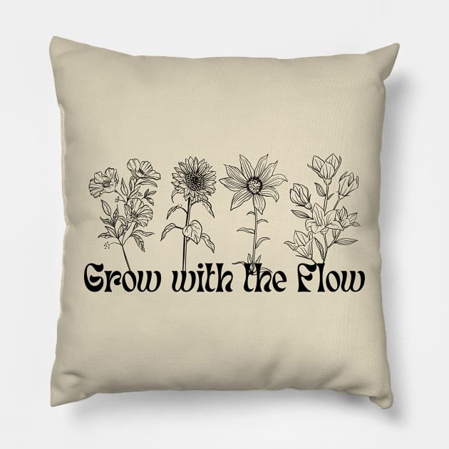 Grow with the Flow (Black) Pillow by Dream Station