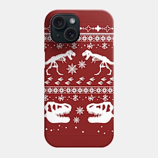 Dinosaur Christmas Winter Pattern T-Rex Skulls n Skeleton Phone Case