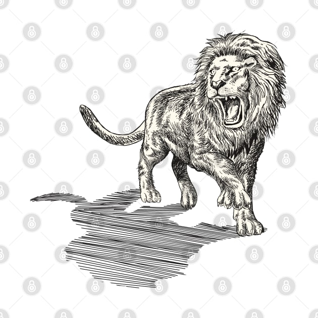 Roaring Lion Pen and Ink by Artteestree