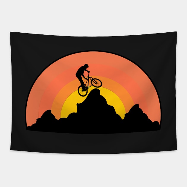 Mountain Biking Retro Tapestry by elhlaouistore