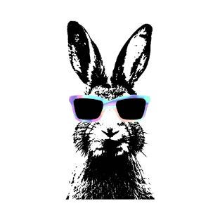 Bunny Face With Sunglasses For Boys Men Kids Easter Day T-Shirt