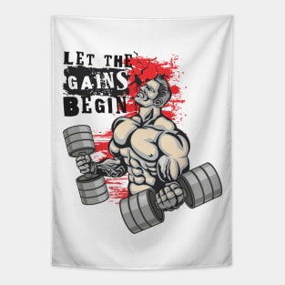 Let the gains begin - Crazy gains - Nothing beats the feeling of power that weightlifting, powerlifting and strength training it gives us! A beautiful vintage design representing body positivity! Tapestry