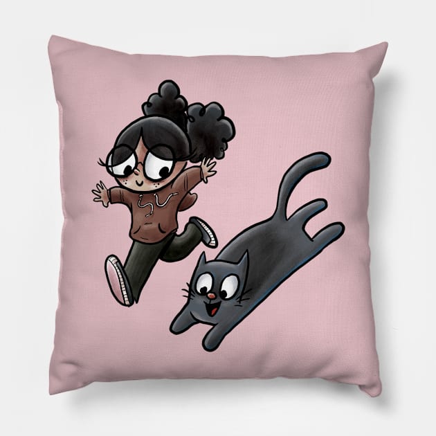 Cat 'n Kid Pillow by Grasdal