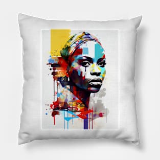 Abstract pop art style woman portrait Pillow