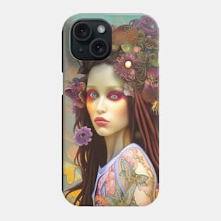 Exotic Hippie Girl Floral Butterflies Flowers Phone Case