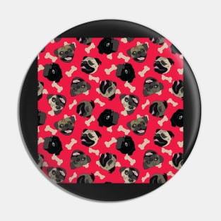 Happy Pugs in Wild Red Pin