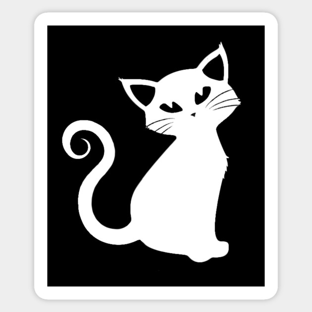 Black Cat White Catshirt Catslover Vegan Kawaii Gift