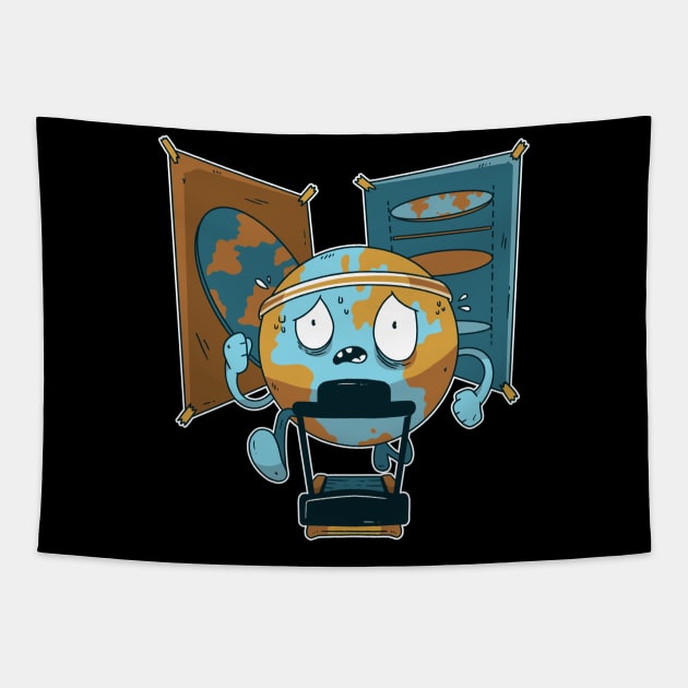 Flat Earth Workout Tapestry by Cosmo Gazoo