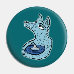 Blue wolf and sea Pin