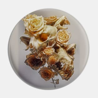 Animal skulls with snake heads surrounded by dry roses Pin