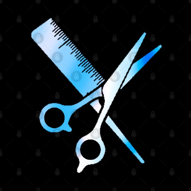 Blue Hairdresser Scissors And Comb by ROLLIE MC SCROLLIE