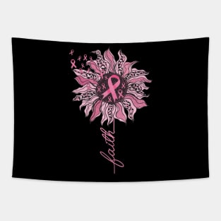 Sunflower Breast Cancer Awareness Pink Ribbon Tapestry