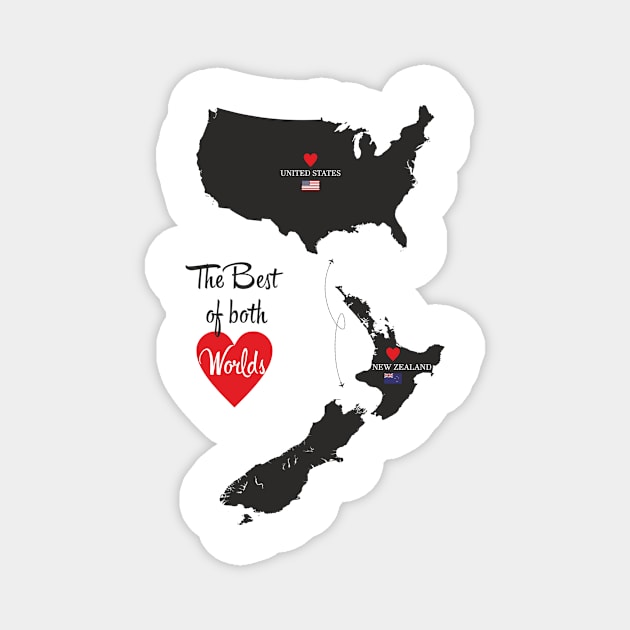 The Best of both Worlds - United States - New Zealand Magnet by YooY Studio