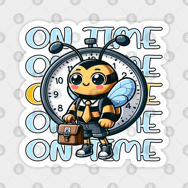 On Time Every Time, Punctual Bee with Stopwatch Magnet by maknatess