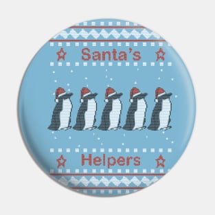 Santas Helpers Knitted Penguins Christmas Sweaters Pin