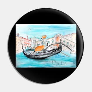 Fox in Venice as Gondolier Pin