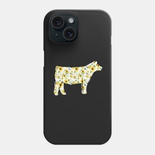 Watercolor Sunflower Show Steer Silhouette  - NOT FOR RESALE WITHOUT PERMISSION Phone Case