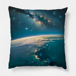 Galaxy of Stars Over Earth at Night Pillow