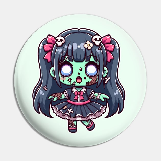 Zombie Kawaii Fashion Girl Pin by DesignDinamique