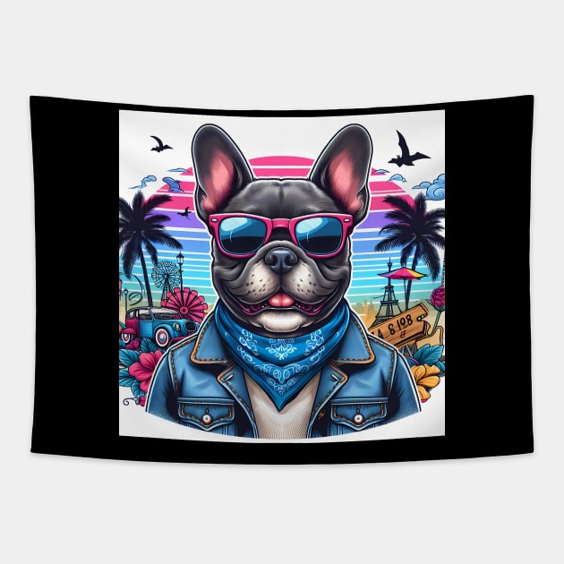 Funny French Bulldog with Sunglasses Tapestry by CreativeSparkzz