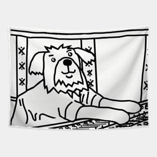 Music Producer Dog Line Drawing Tapestry