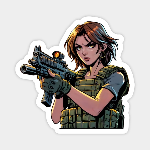 Tactical Girl Magnet by Rawlifegraphic