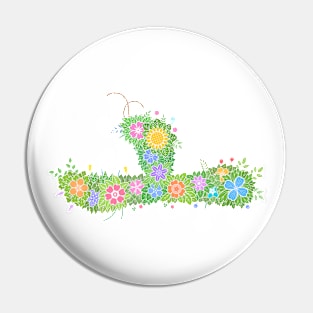 "ㅗ" Floral Letter Hangeul Pin