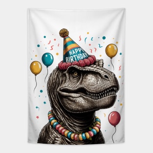 Happy Birthday Party Dinosaur Tyrannosaurus Tapestry