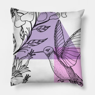 Hummingbird Hand Drawn Pillow