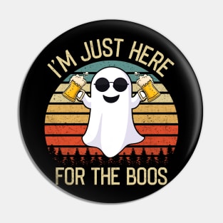 I'm just here for the boos Funny Halloween Ghost T-shirt Pin