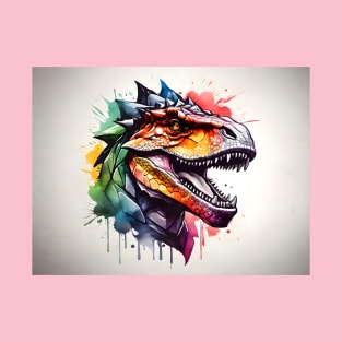 dinosaur face Watercolor T-Shirt