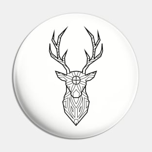 Geometric Deer Head - Black Lines Pin