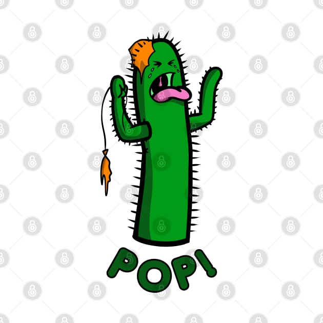 Cactus Pop, Funny Crying Cactus, Cacti with a Balloon by Art from the Machine