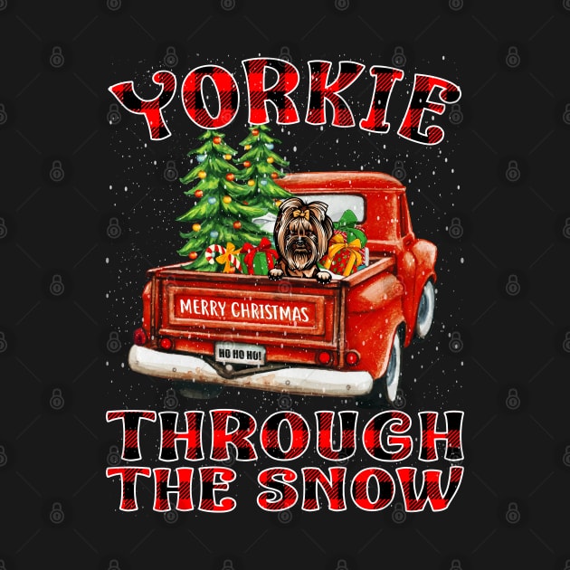 Christmas Yorkie Through The Snow Dog Santa Truck Tree by intelus