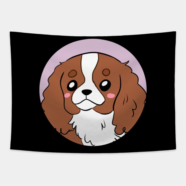 Cute cartoon Cavalier King Charles Spaniel Dog Tapestry by Yarafantasyart